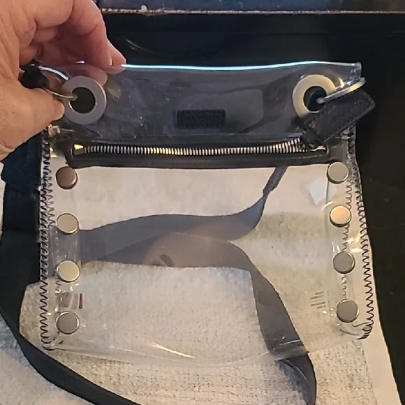 Clear and Dark Navy Blue Hammitt Crossbody Bag - Picture 4 of 10
